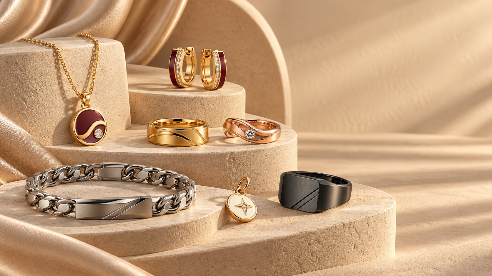 A first stainless steel collection arranged across four PVD finishes