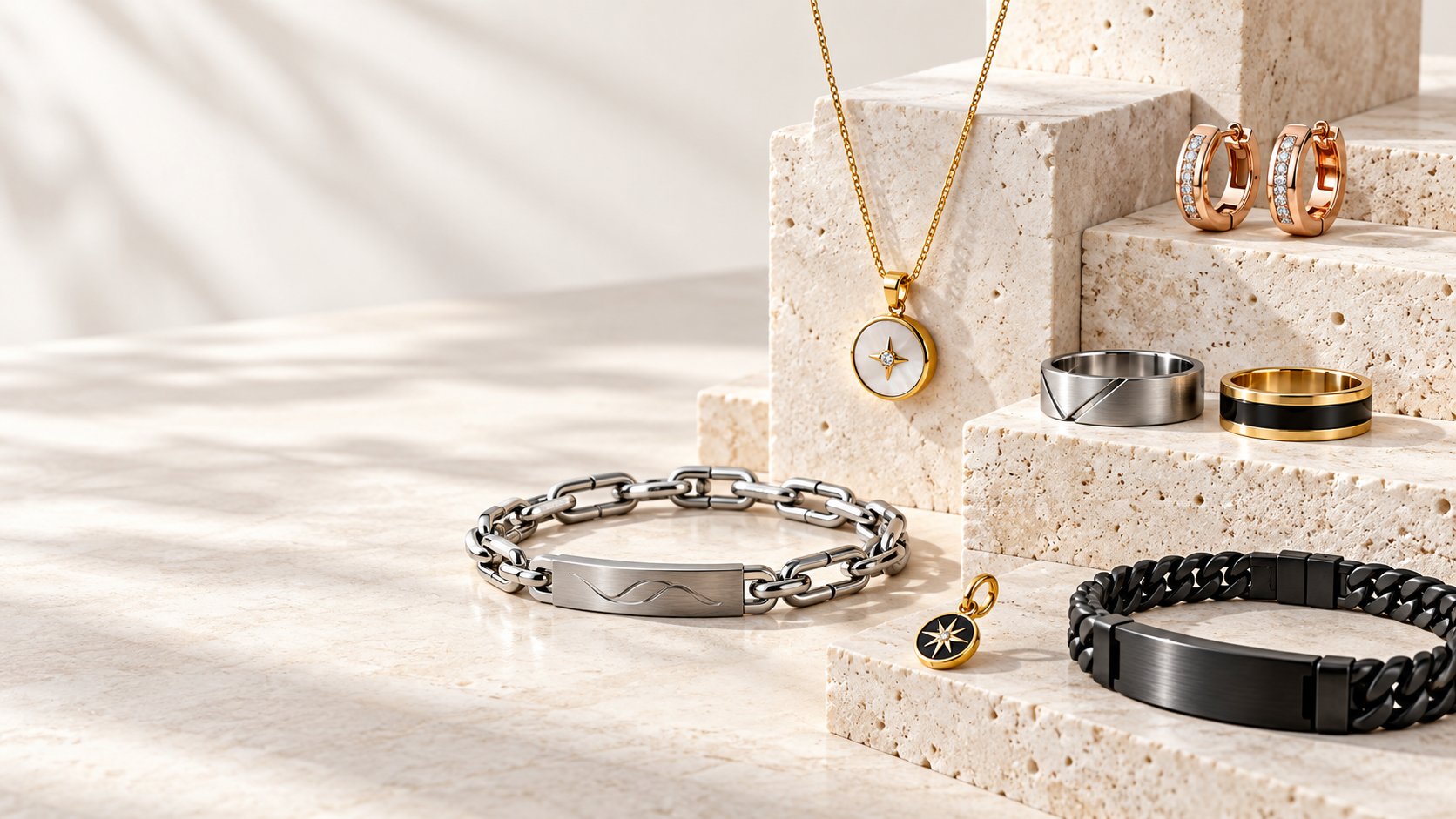 Custom stainless steel jewelry collection developed by KUBO Jewelry